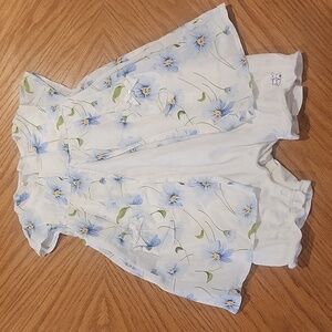 Emile et Rose Cotton Blue Floral Romper Dress, 9months